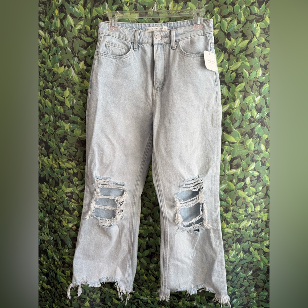 Altar'd State Light Blue Distressed Straight Leg Jeans